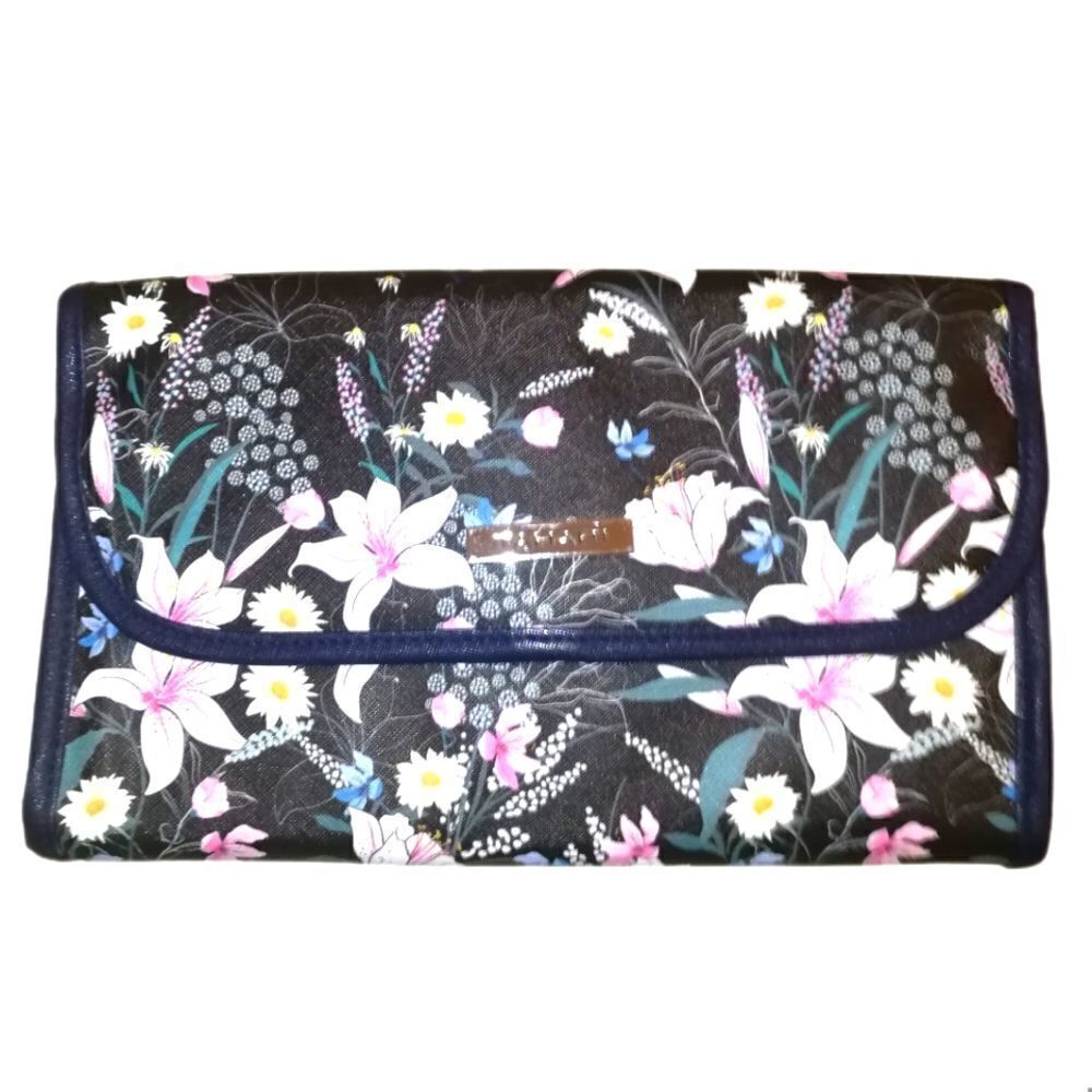 TAHARI Dark Floral Folding Cosmetic Bag NWT